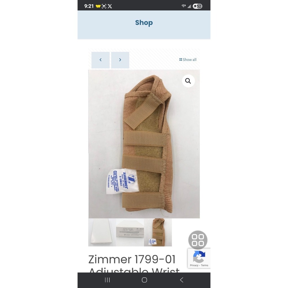 ZIMMER 1799-02‎ Adjustable Wrist Brace XS Right Hand